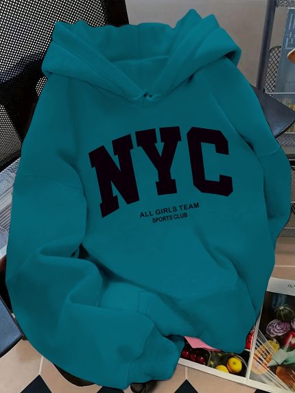 Warm Hooded Kangaroo Pocket Sweatshirt, Long-Sleeve Casual Sports Top, New Printed Design for Women'S Outerwear for Spring, Autumn, And Winter 2025.