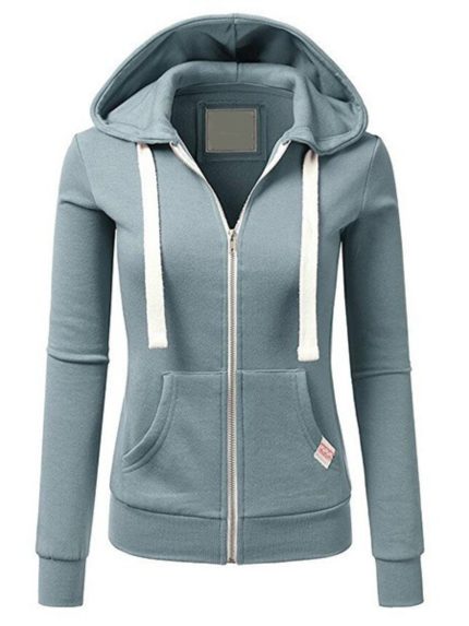 New Style Women'S Sweatshirt | Sports Pocket Cardigan with Zipper and Hood, Casual Wear, Fashionable and Versatile Style, Solid Color, Long Sleeves, Slim Fit, SCACTO